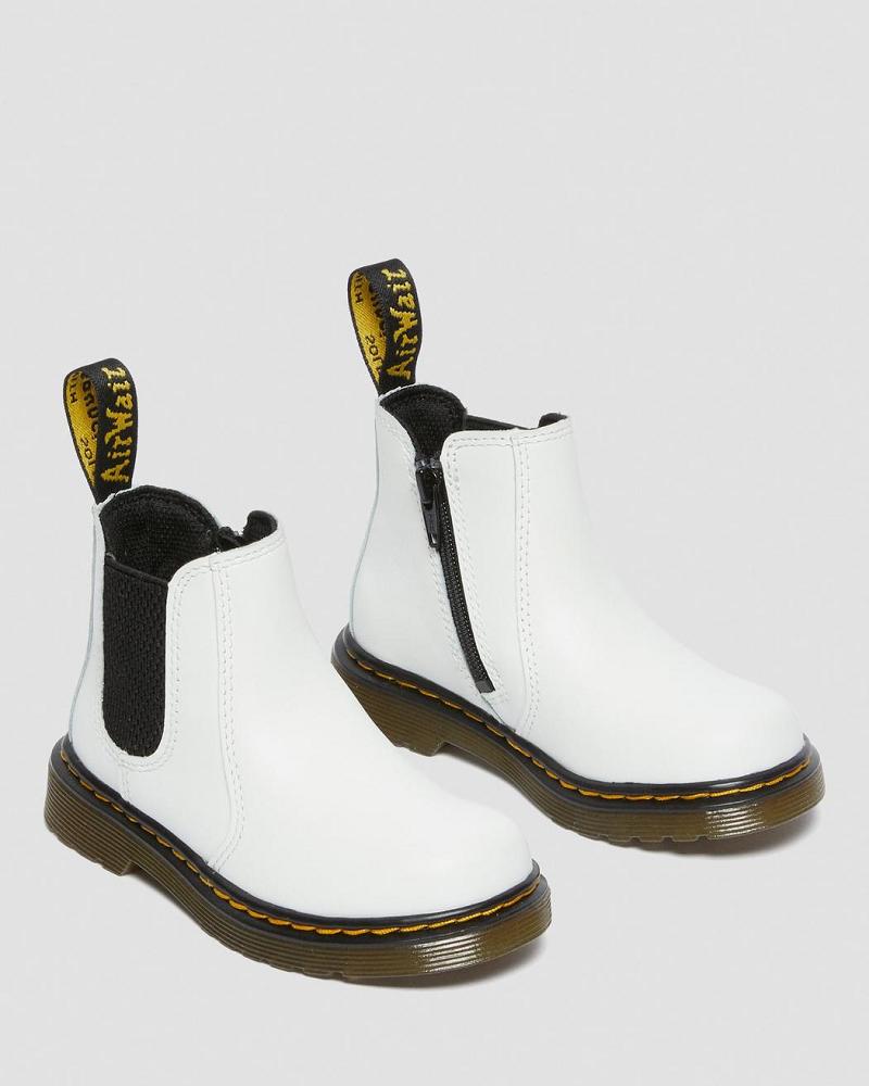 White Kids' Dr Martens Toddler 2976 Leather Chelsea Boots | CA 669ZUT